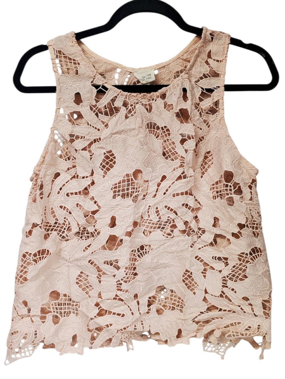 Caution To The Wind Boho Pink Lace Tank Top Regency Romantic Size Medium